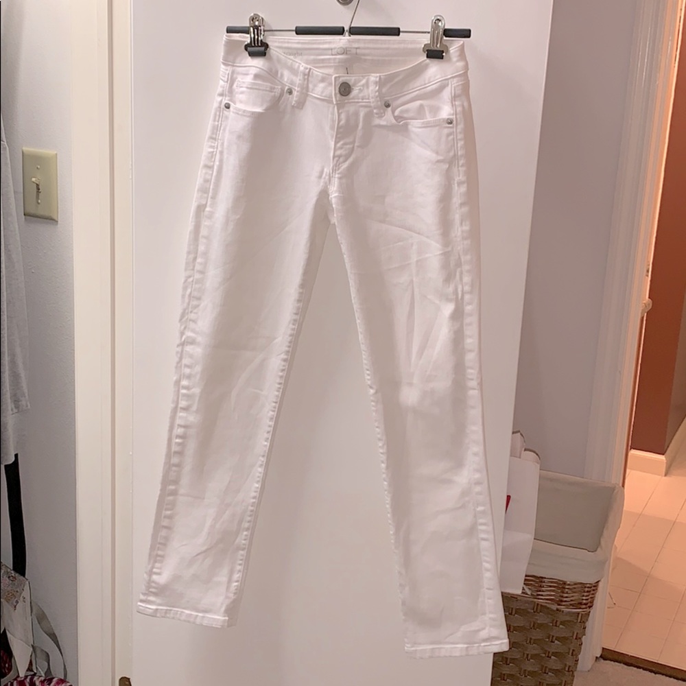 Loft White Curvy Straight Jeans